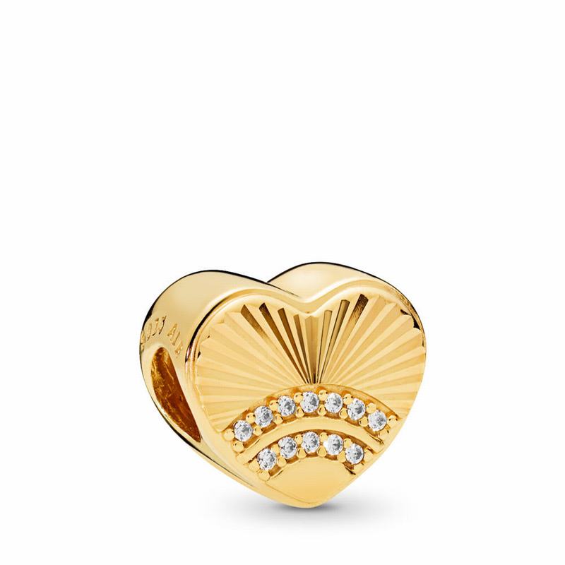 Pandora Shine™ Fan Of Love Charm - 18ct Gold Plated/Cubic Zirconia - Canada | OJ2359QD